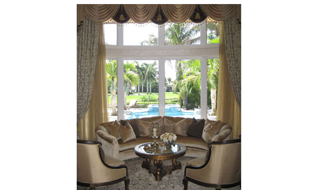 Swag Valance with fringe, Motorized Window Treatment